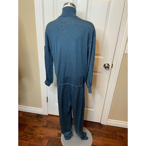 Brunello Cucinelli Blue Cashmere Knit Long Sleeve High Neck Jumpsuit, Size Large - Picture 7 of 11